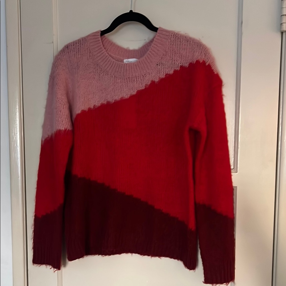 Lovers + Friends Red and Pink Crew Neck Sweater